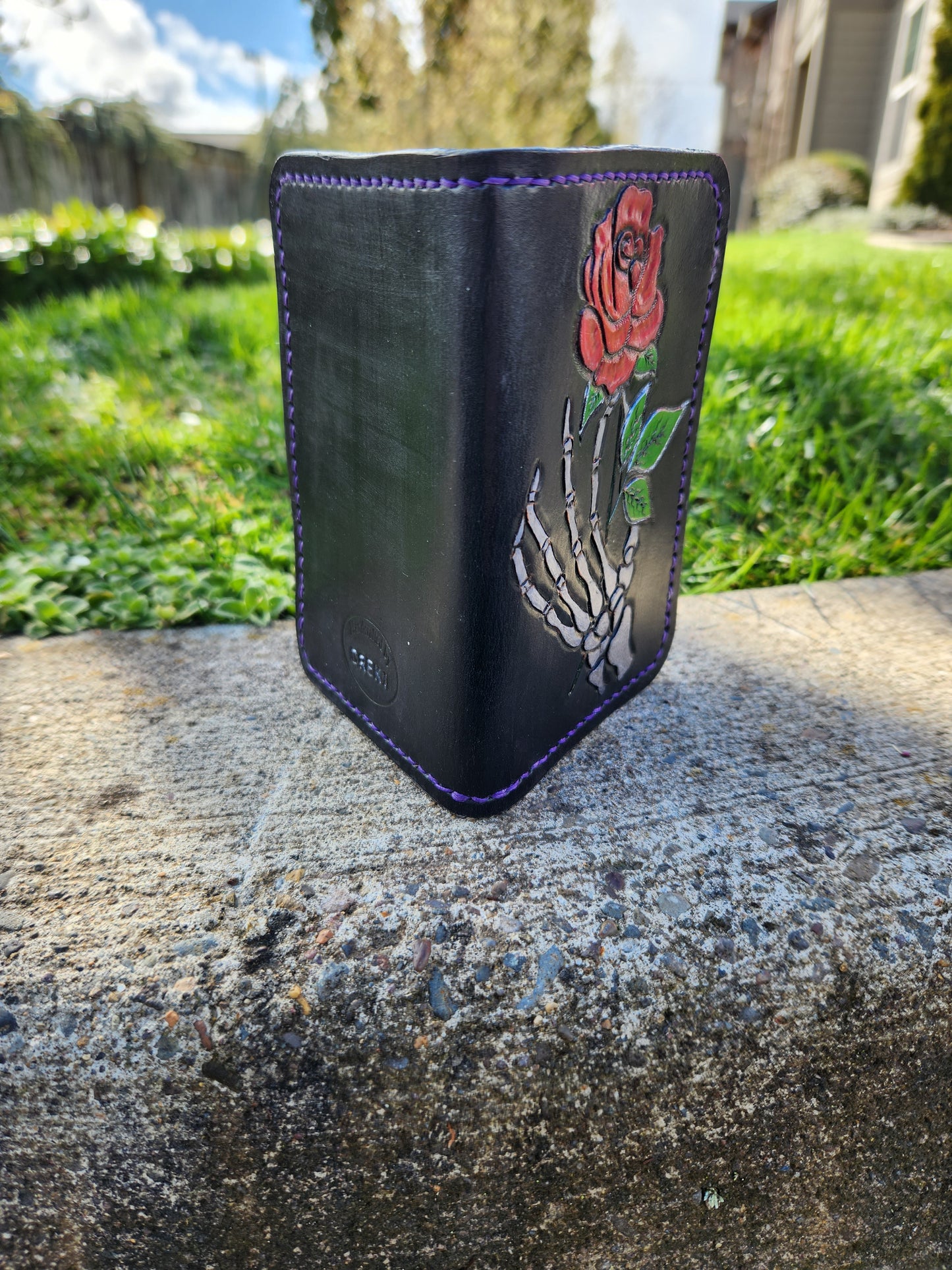 Rose and skeleton wallet