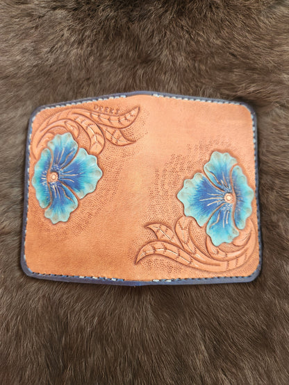 Floral vertical leather wallet